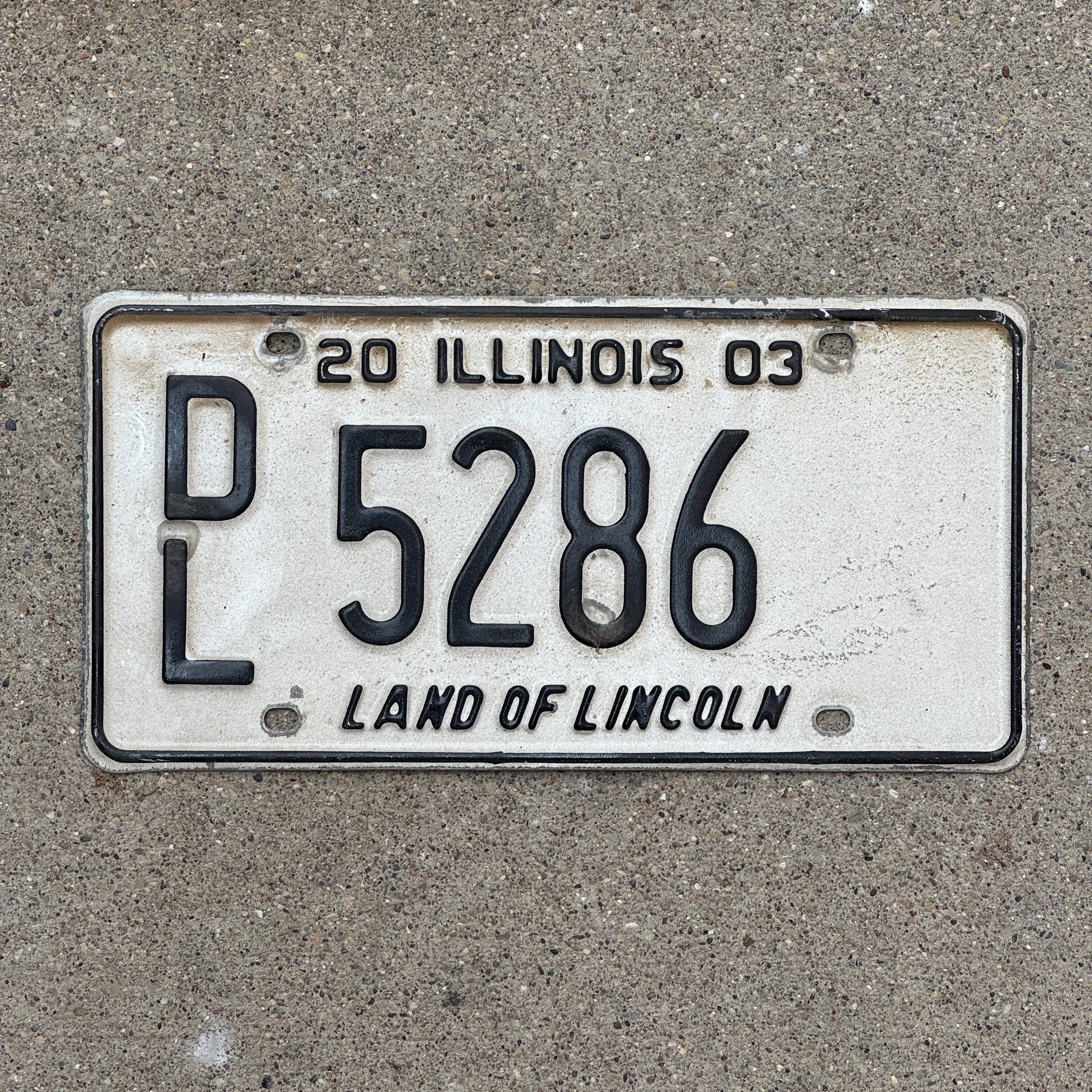 Photo of a 2003 Illinois Dealer License Plate Auto Tag 1 Vintage Garage 5286 with original patina