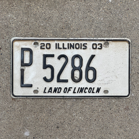 Photo of a 2003 Illinois Dealer License Plate Auto Tag 1 Vintage Garage 5286 with original patina