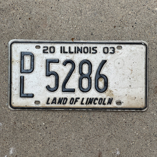 Photo of a 2003 Illinois Dealer License Plate Auto Tag 2 Vintage Garage 5286 with original patina