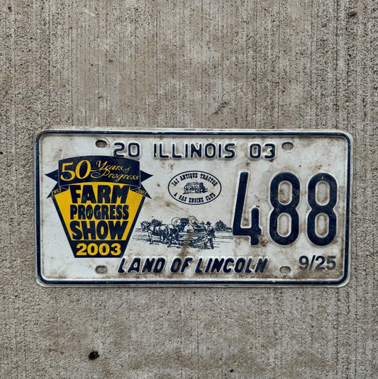 Photo of a 2003 Illinois Event License Plate Auto Tag Garage Decor Farm Antique Tractor 488