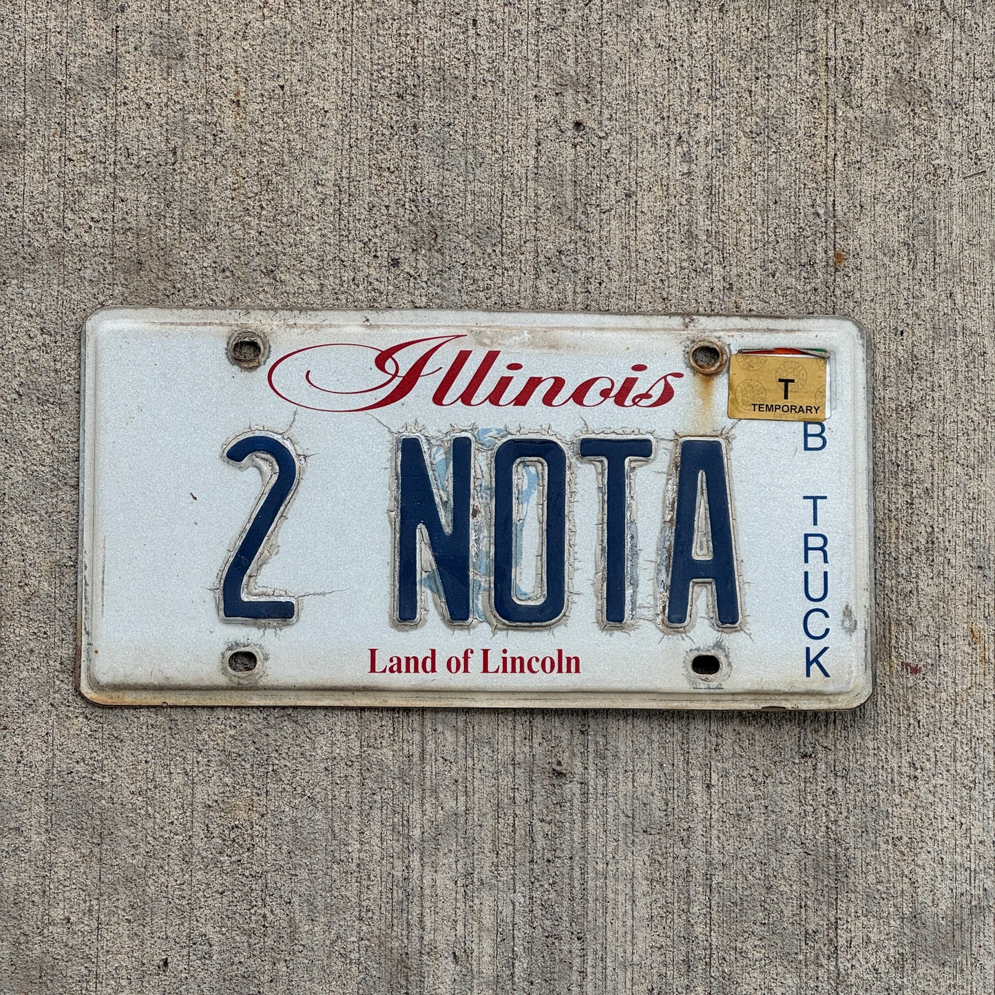 Photo of a 2003 Illinois Vanity Truck License Plate Auto Tag 1 Vintage Garage 2 NOTA with original patina