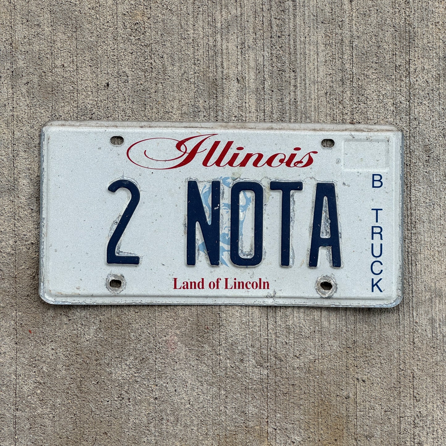 Photo of a 2003 Illinois Vanity Truck License Plate Auto Tag 2 Vintage Garage 2 NOTA with original patina