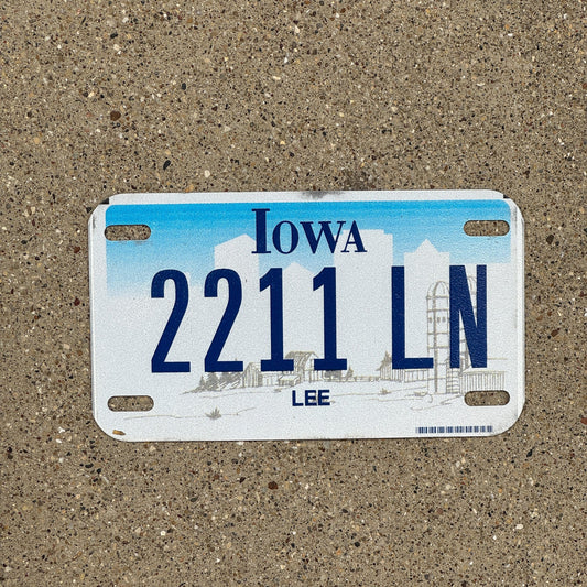 Photo of a 2003 Iowa Motorcycle License Plate Auto Tag Garage Decor Vintage Lee County 2211 LN