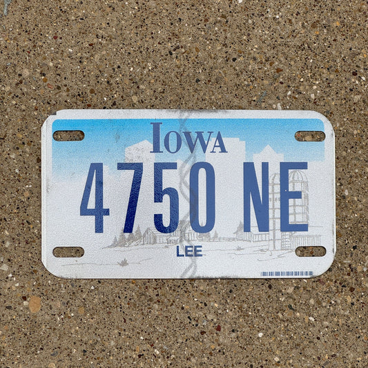 Photo of a 2003 Iowa Motorcycle License Plate Auto Tag Garage Decor Vintage Lee County 4750 NE