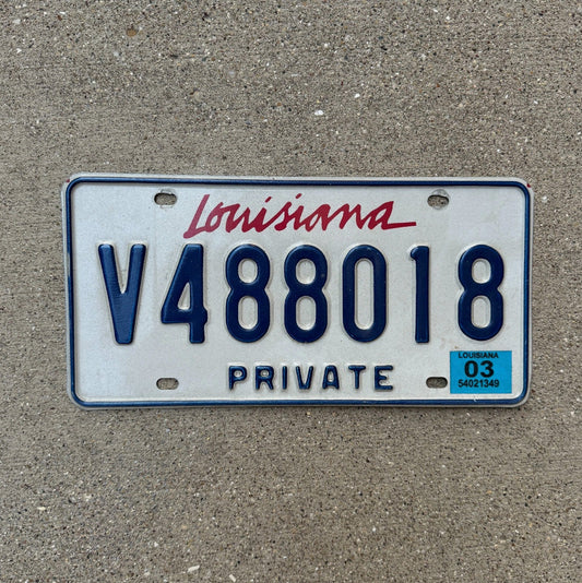 Photo of a 2003 Louisiana Private License Plate Auto Tag Garage Decor Vintage V 488018