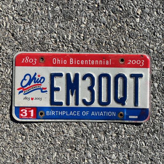 Photo of a 2003 Ohio License Plate Auto Tag 2 Garage Decor EM30QT