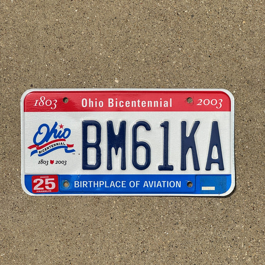 Photo of a 2003 Ohio License Plate Auto Tag Garage Decor Vintage BM 61 KA