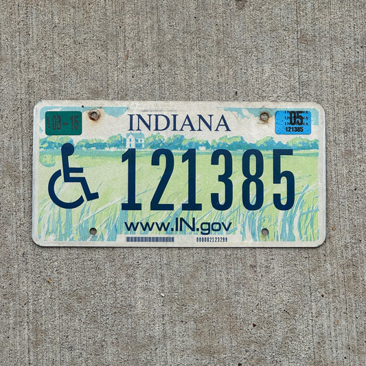 Photo of a 2004 2005 Indiana Handicap License Plate Auto Tag Garage Decor Vintage 121385 with original patina