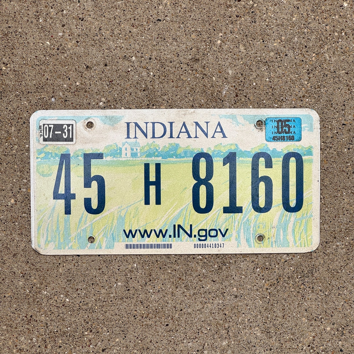 Photo of a 2004 2005 Indiana License Plate Auto Tag Garage Decor Vintage In God We Trust 45 H 8160