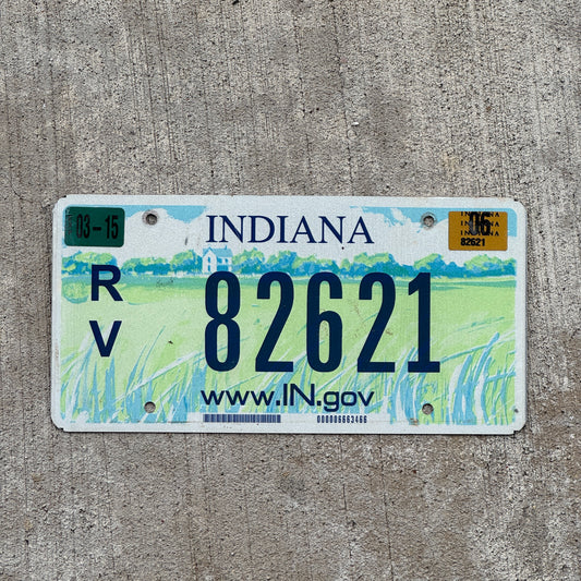 Photo of a 2004 2006 Indiana RV License Plate Auto Tag Garage Decor Vintage 82621 with original patina