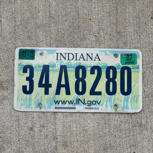 Photo of a 2004 2007 Indiana License Plate Auto Tag Garage Decor Vintage 34 A 8280 with original patina