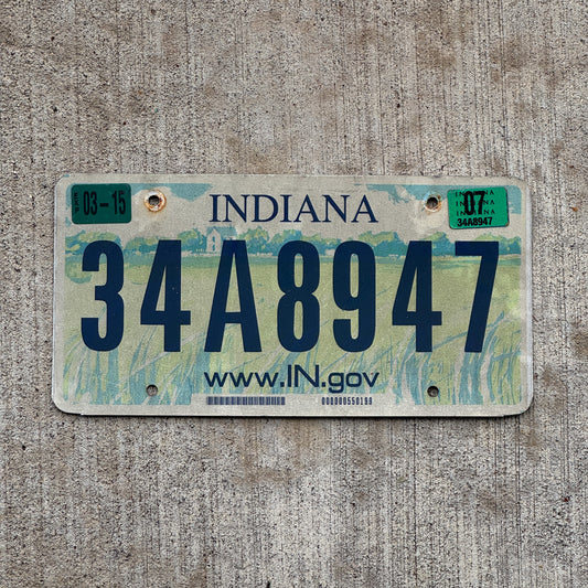 Photo of a 2004 2007 Indiana License Plate Auto Tag Garage Decor Vintage 34 A 8947 with original patina