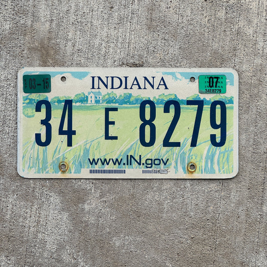 Photo of a 2004 2007 Indiana License Plate Auto Tag Garage Decor Vintage 34 E 8279 with original patina