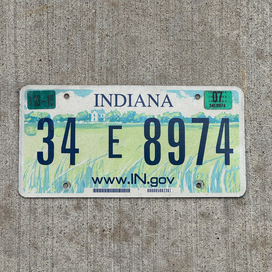 Photo of a 2004 2007 Indiana License Plate Auto Tag Garage Decor Vintage 34 E 8974 with original patina