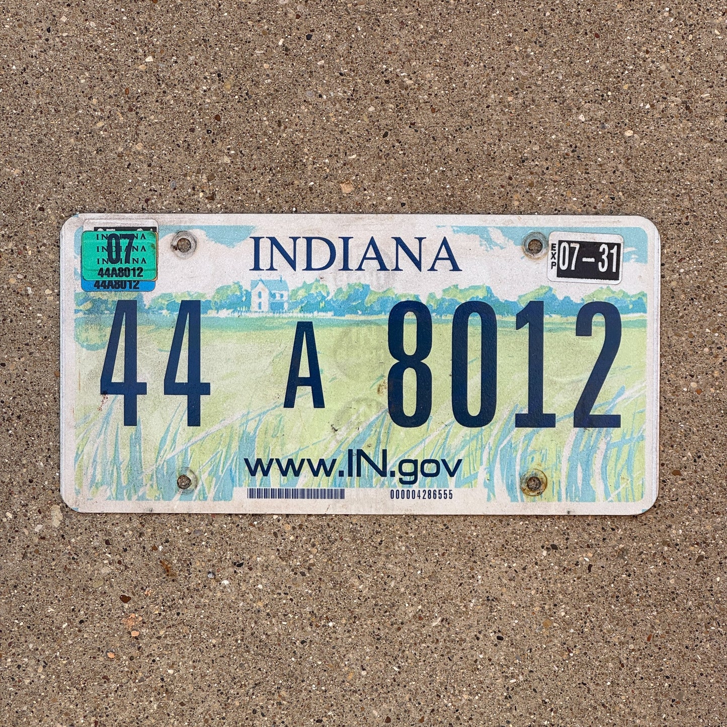 Photo of a 2004 2007 Indiana License Plate Auto Tag Garage Decor Vintage 44 A 8012