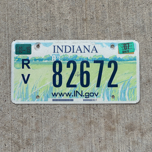 Photo of a 2004 2007 Indiana RV License Plate Auto Tag Garage Decor Vintage 82672 with original patina