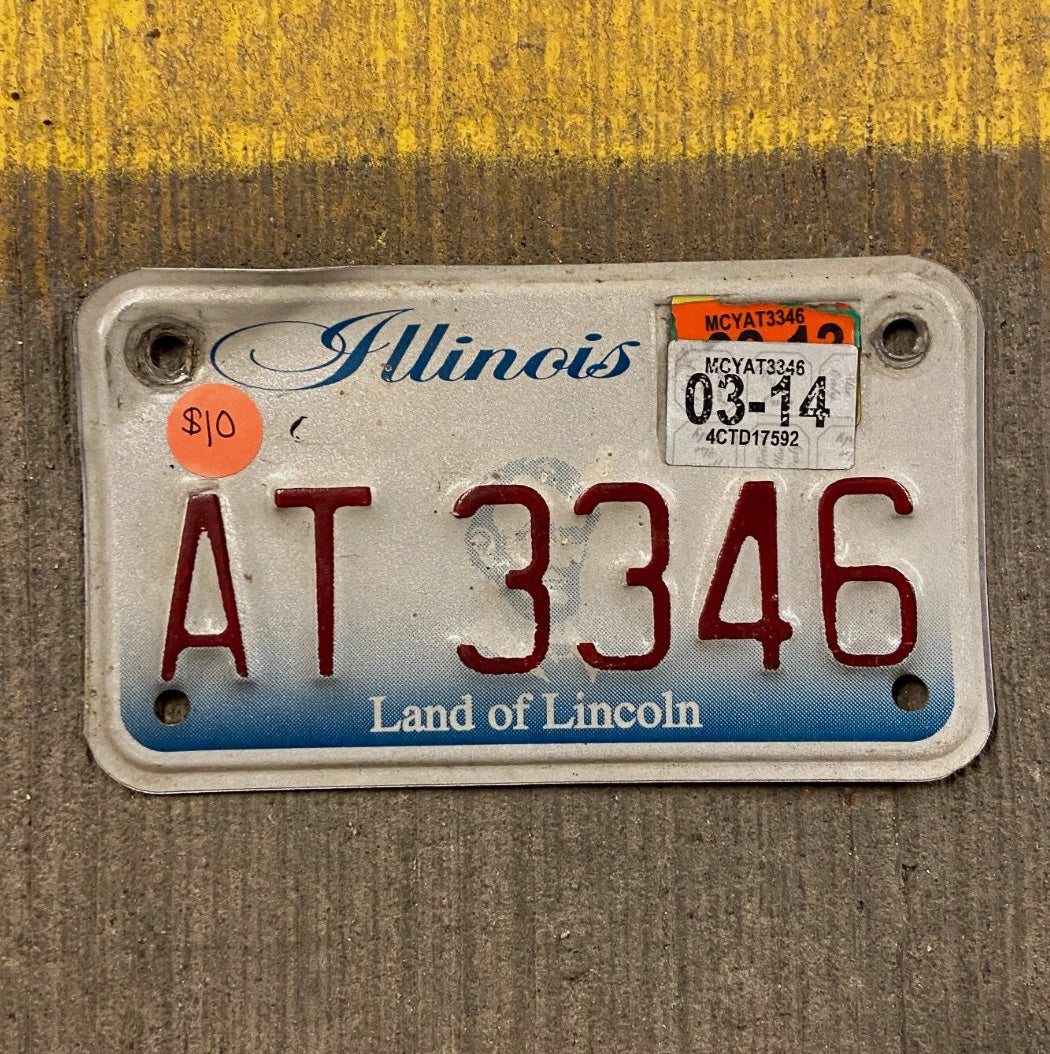 Photo of a 2004 2014 Illinois Motorcycle License Plate Auto Tag Garage Decor AT 3346