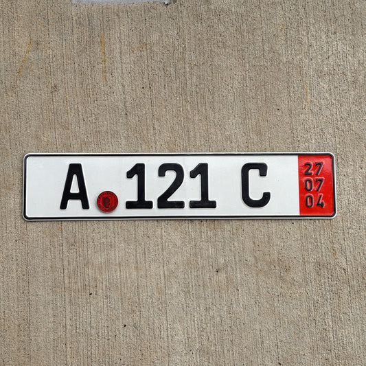Photo of a 2004 Germany Export License Plate Auto Tag Garage Decor Vintage A 121 C with original patina