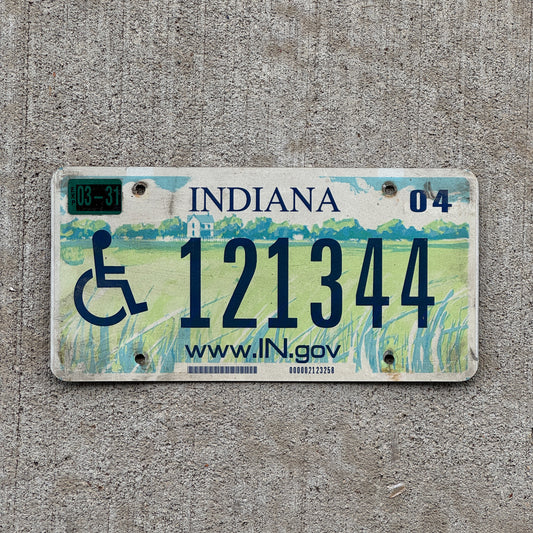 Photo of a 2004 Indiana Handicap License Plate Auto Tag Garage Decor Vintage 121344 with original patina