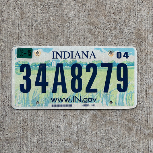 Photo of a 2004 Indiana License Plate Auto Tag Garage Decor Vintage 34 A 8279 with original patina