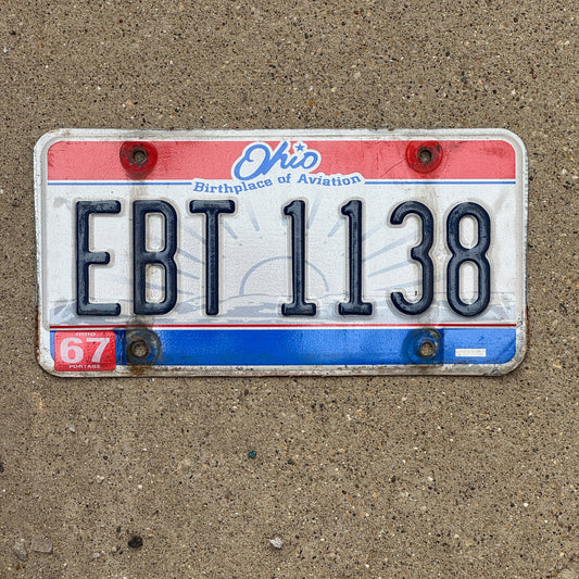 Photo of a 2004 Ohio License Plate Auto Tag Garage Decor Vintage EBT 1138 with original patina