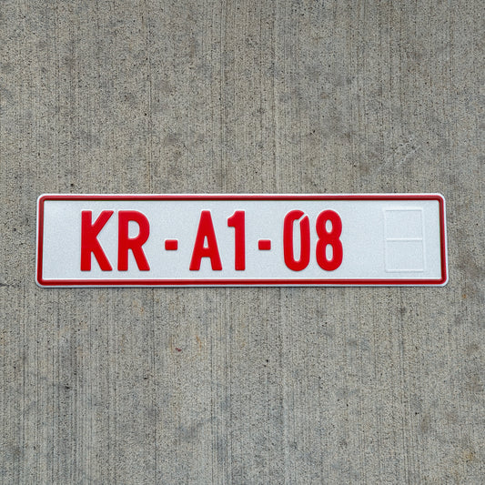 Photo of a 2004 Slovenia Export License Plate Auto Tag 1 Vintage KR A1 08 with original patina