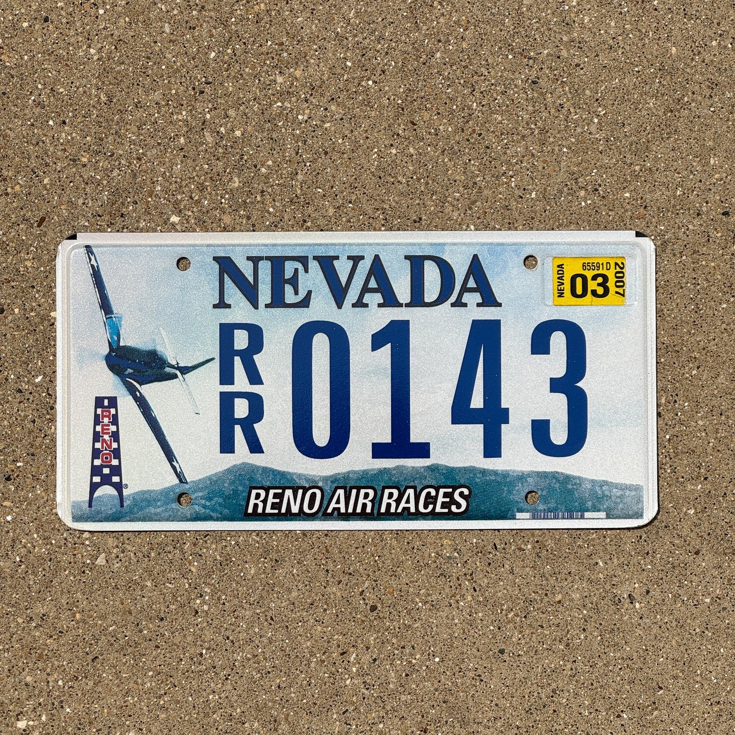 Photo of a 2005 2007 Nevada Graphic / Specialty License Plate Auto Tag Garage Decor Vintage Reno Air Races Plane Jet RR 0143