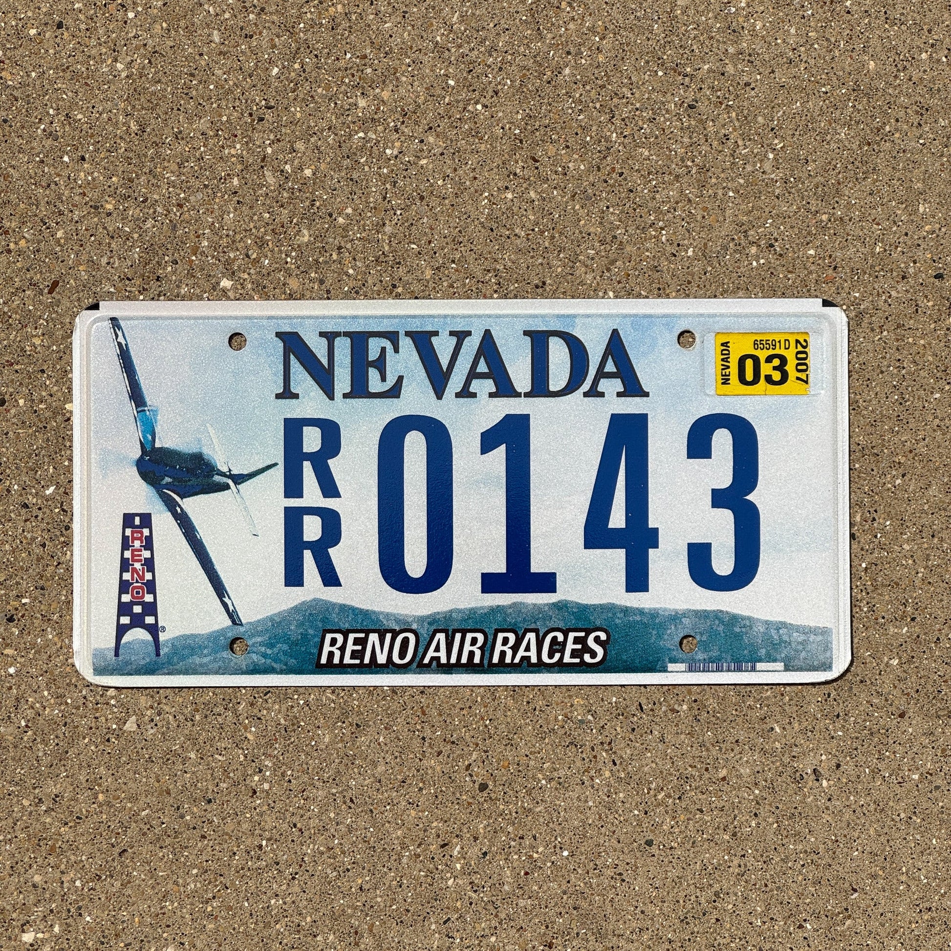 Photo of a 2005 2007 Nevada Graphic / Specialty License Plate Auto Tag Garage Decor Vintage Reno Air Races Plane Jet RR 0143