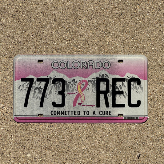 Photo of a 2005 Colorado Graphic / Specialty License Plate Auto Tag Garage Decor Vintage Breast Cancer Cure 773 REC
