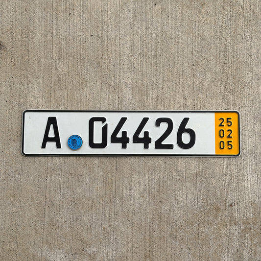 Photo of a 2005 Germany Temporary License Plate Auto Tag Garage Decor Vintage A 04426 with original patina
