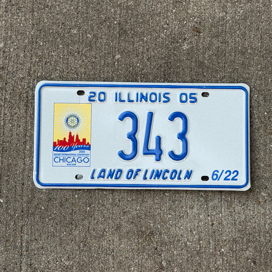 Photo of a 2005 Illinois Event License Plate Auto Tag Garage Decor Vintage Chicago Rotary Convention 343 with original patina
