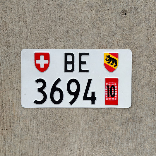 Photo of a 2005 Switzerland Temporary License Plate Auto Tag 2 Vintage Bern BE 3694 with original patina