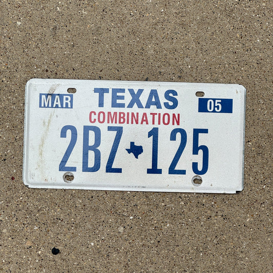 Photo of a 2005 Texas Combination License Plate Auto Tag Garage Decor Vintage 2BZ 125