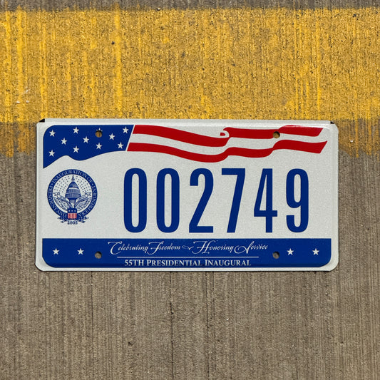 Photo of a 2005 Washington DC Inaugural License Plate Auto Tag Garage Decor Vintage GW Bush Inauguration Politics Political 002749 with original patina