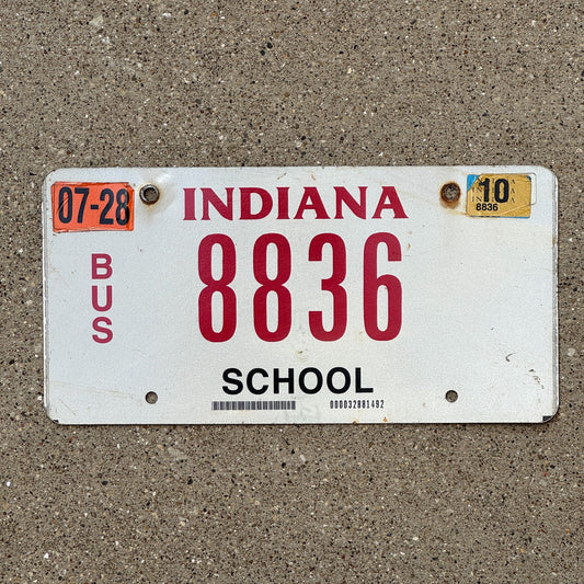 Photo of a 2006 2010 Indiana School Bus License Plate Auto Tag Garage Decor Vintage 8836 with original patina