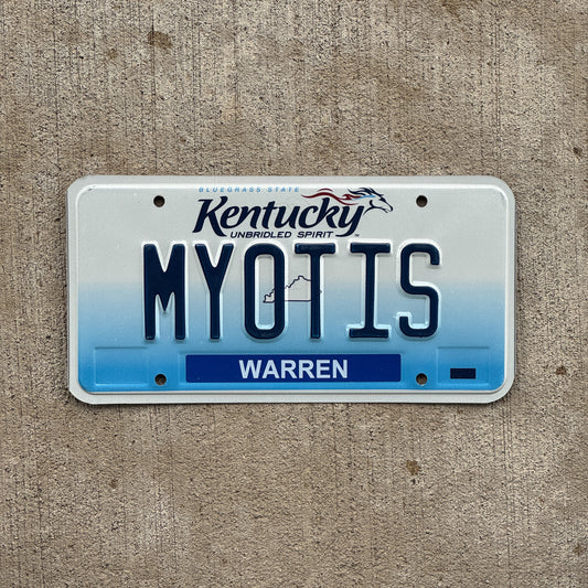 Photo of a 2006 Kentucky Vanity License Plate Auto Tag Garage Decor Vintage Bat Species Halloween Decor MYOTIS with original patina