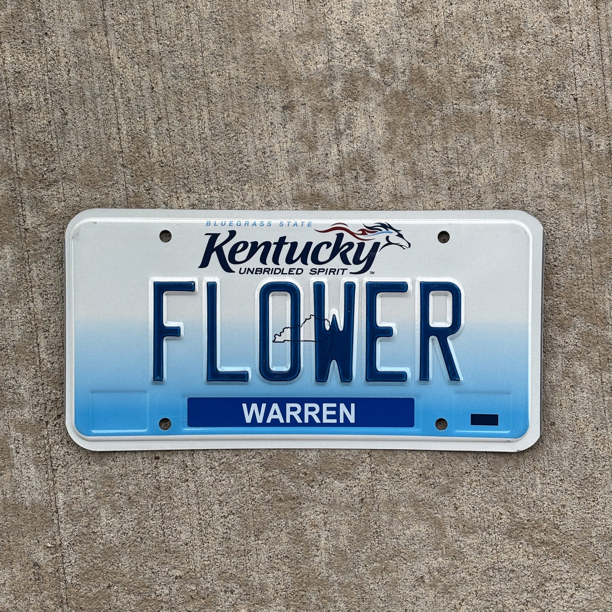 Photo of a 2006 Kentucky Vanity License Plate Auto Tag Garage Decor Vintage Floral Gift Bouquet Roses FLOWER with original patina
