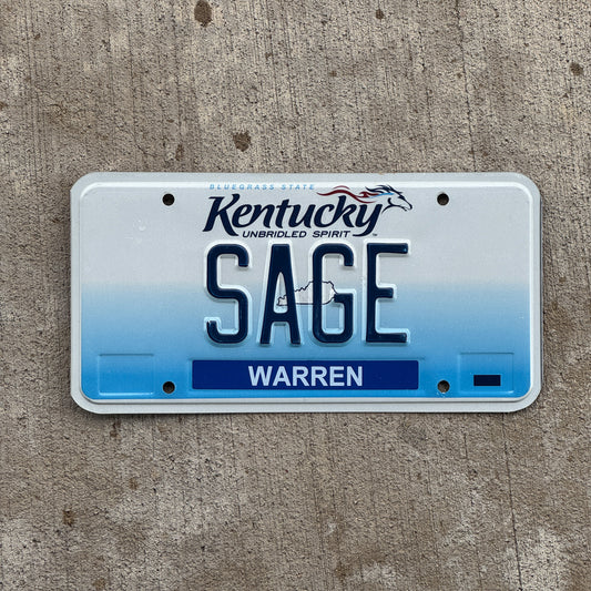 Photo of a 2006 Kentucky Vanity License Plate Auto Tag Garage Decor Vintage Kitchen Decor Cooking SAGE with original patina