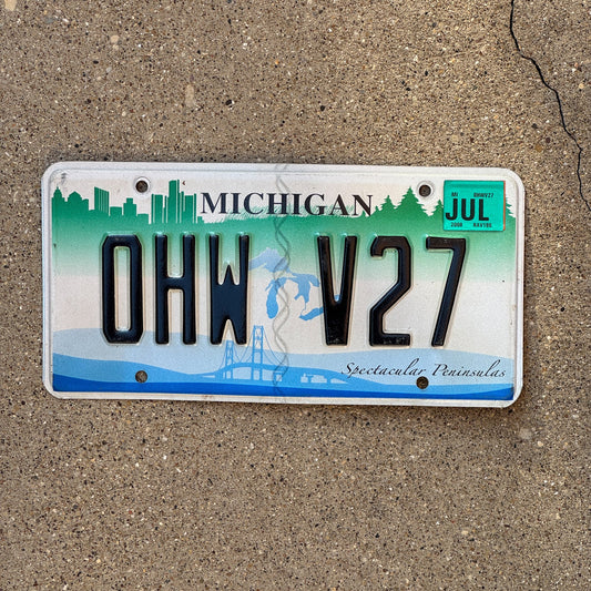 Photo of a 2007 2008 Michigan Graphic / Specialty License Plate Auto Tag Garage Decor Vintage Spectacular Peninsulas OHW V27