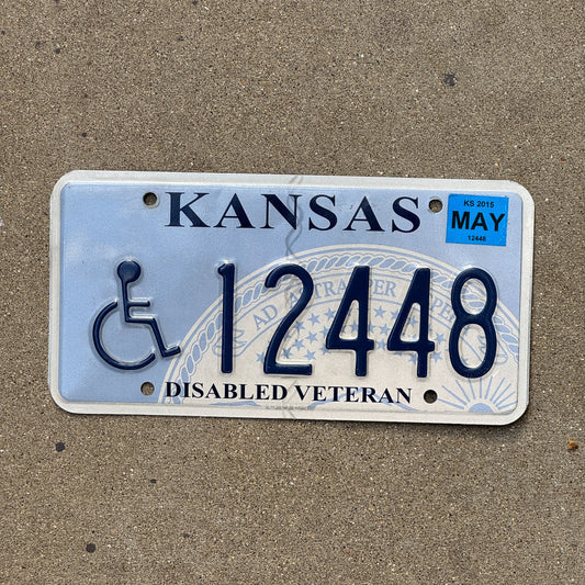 Photo of a 2007 2015 Kansas Disabled Veteran License Plate Auto Tag Garage Decor Vintage Military 12448
