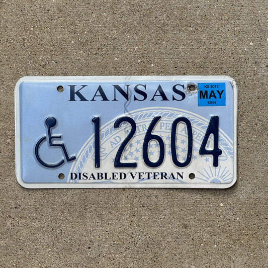 Photo of a 2007 2015 Kansas Disabled Veteran License Plate Auto Tag Garage Decor Vintage Military 12604
