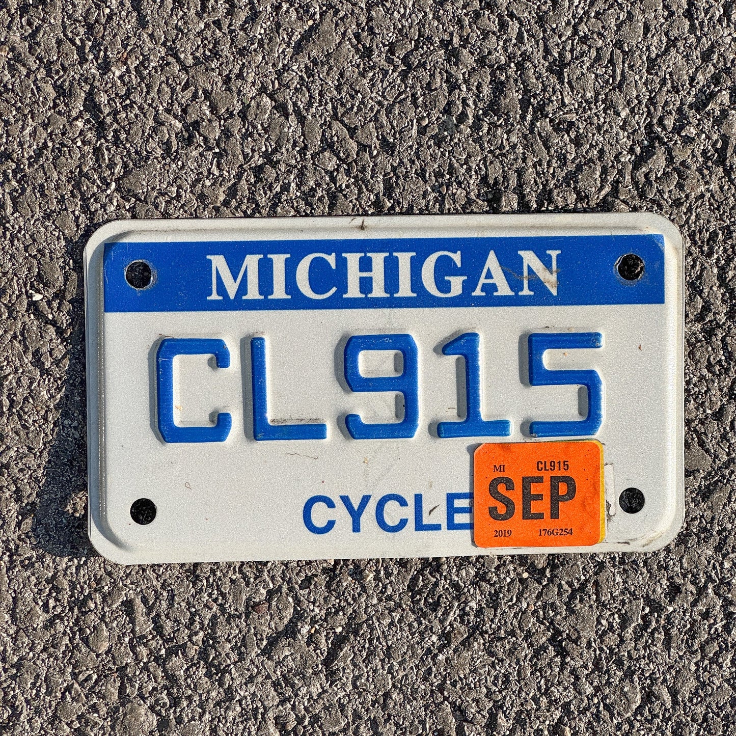 Photo of a 2007 Michigan MOTORCYCLE License Plate Auto Tag Garage Decor Vintage CL 915