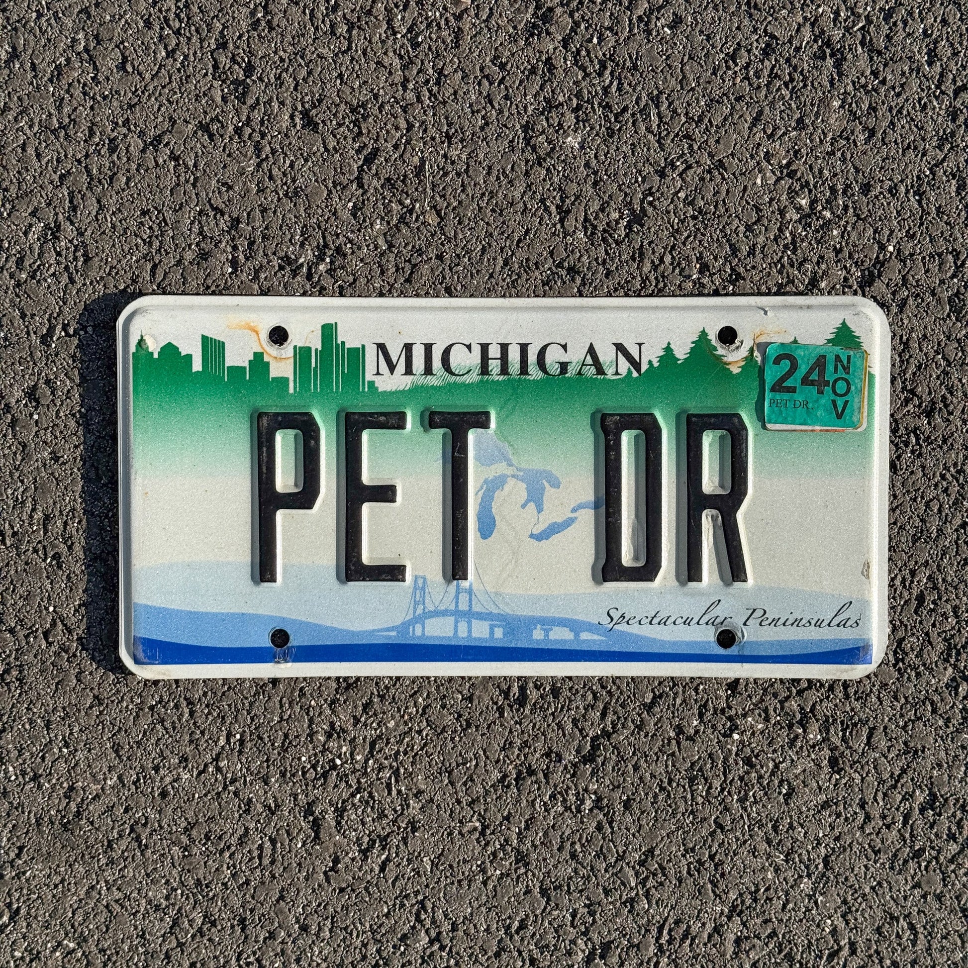Photo of a 2007 Michigan VANITY License Plate Auto Tag Garage Decor Vintage Vet Doctor Spectacular Peninsulas Base PET DR