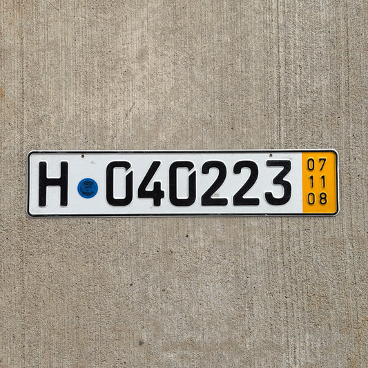 Photo of a 2008 Germany Temporary License Plate Auto Tag 2 Vintage H 040223 with original patina