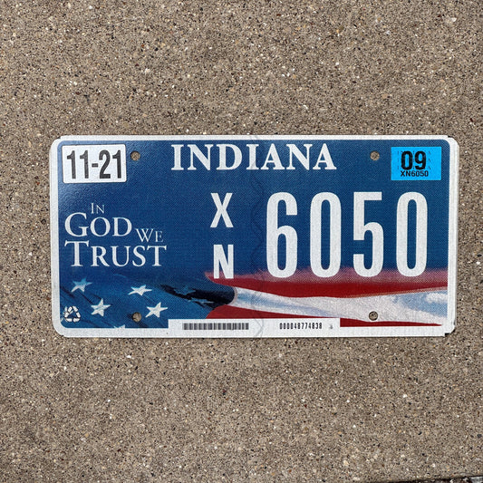 Photo of a 2008 Indiana License Plate Auto Tag Garage Decor Vintage God we Trust XN 6050