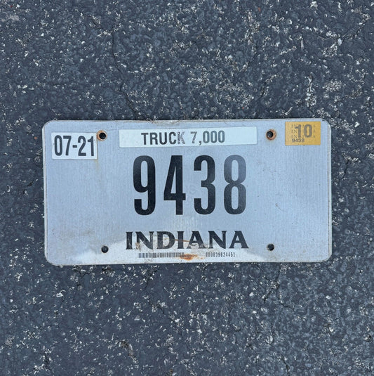 Photo of a 2008 Indiana Truck License Plate Auto Tag Garage Decor Vintage Low Number 4 Digit 9438