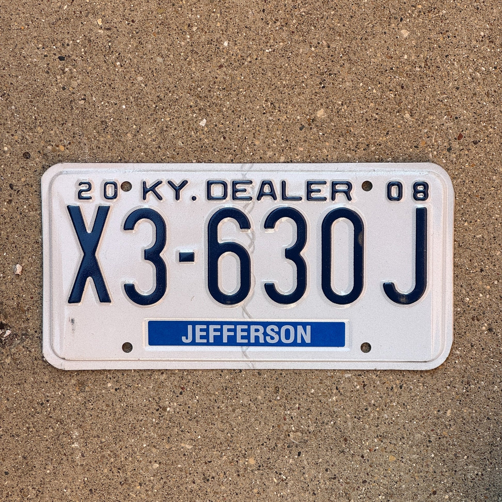 Photo of a 2008 Kentucky Dealer License Plate Auto Tag Garage Decor Vintage Jefferson County X3 630J