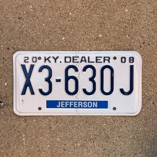 Photo of a 2008 Kentucky Dealer License Plate Auto Tag Garage Decor Vintage Jefferson County X3 630J