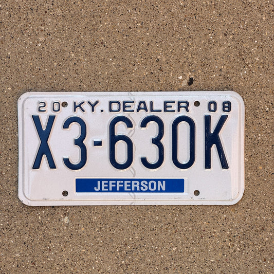 Photo of a 2008 Kentucky Dealer License Plate Auto Tag Garage Decor Vintage Jefferson County X3 630K