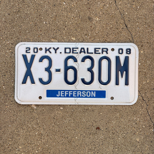 Photo of a 2008 Kentucky Dealer License Plate Auto Tag Garage Decor Vintage Jefferson County X3 630M